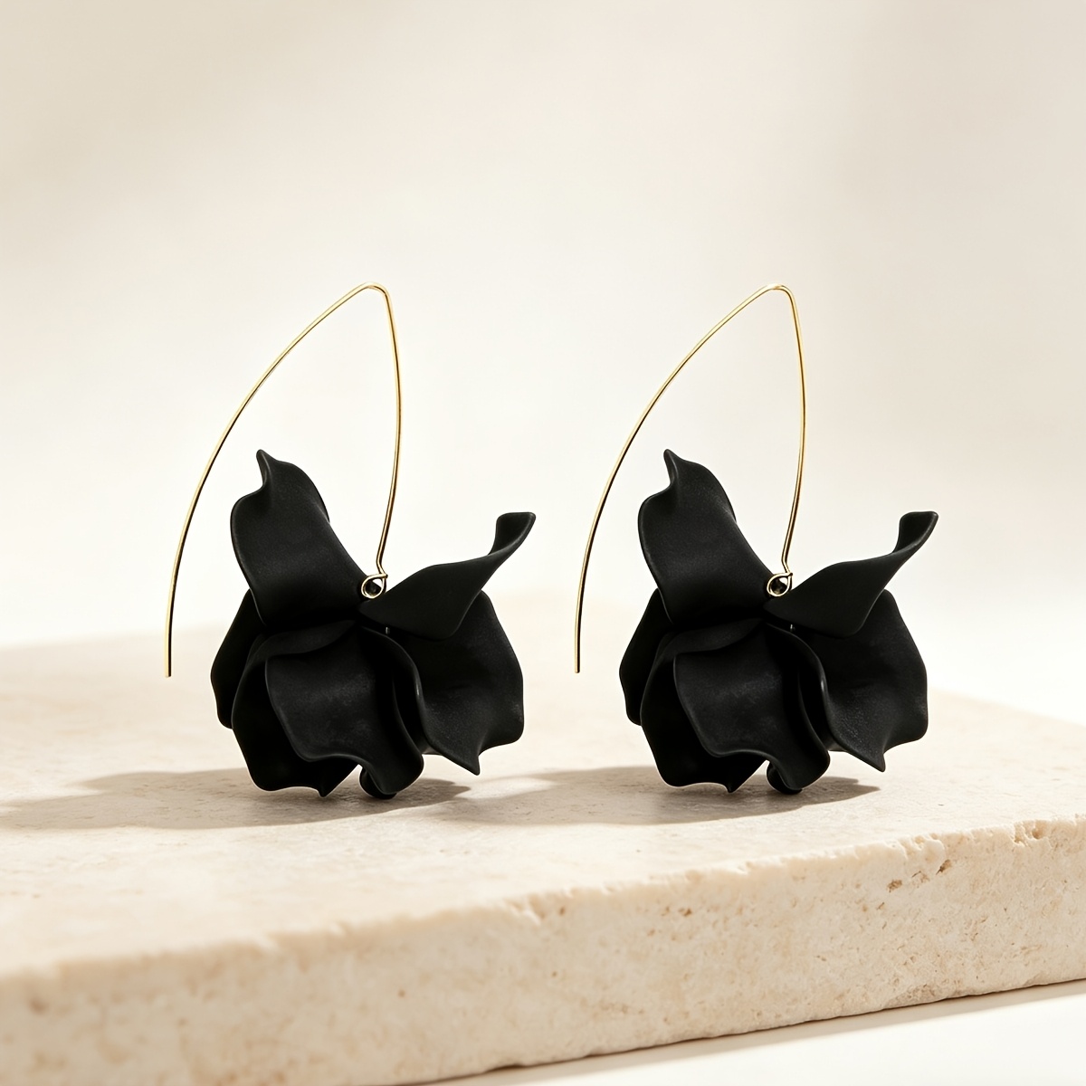Exaggerated Floral Print Hook Earrings